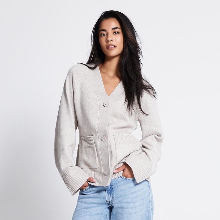 Fitted cardigan "Sabrina" Beige Melange